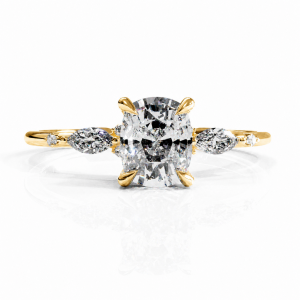 Elongated Cushion Cut Moissanite Side Stone Engagement Ring
