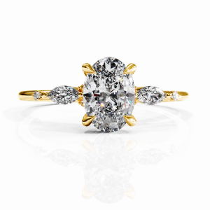 Oval Cut Moissanite Side Stone Engagement Ring