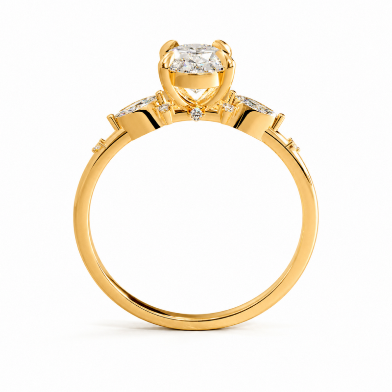 Oval Cut Moissanite Side Stone Engagement Ring - Image 4