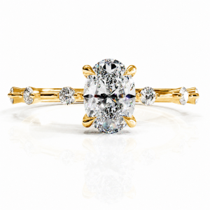 Oval Cut Moissanite Side Stone Engagement Ring