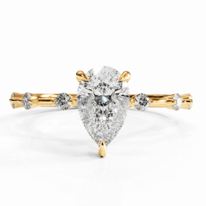 Pear Cut Moissanite Side Stone Engagement Ring