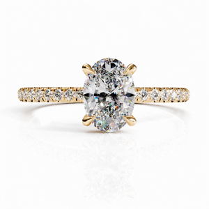 Oval Cut Moissanite Hidden Halo Pave Engagement Ring 