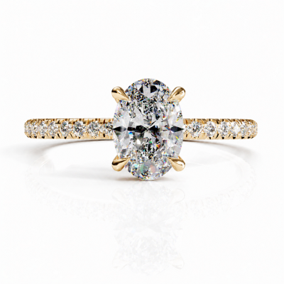 Oval Cut Moissanite Hidden Halo Pave Engagement Ring 