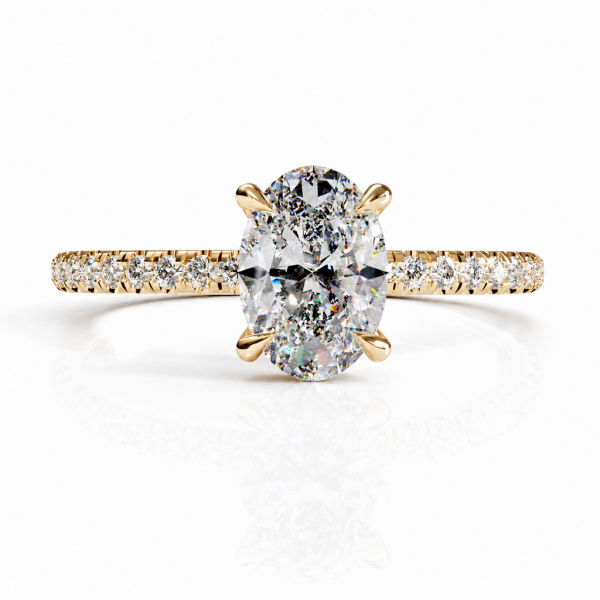 Oval Cut Moissanite Hidden Halo Pave Engagement Ring 