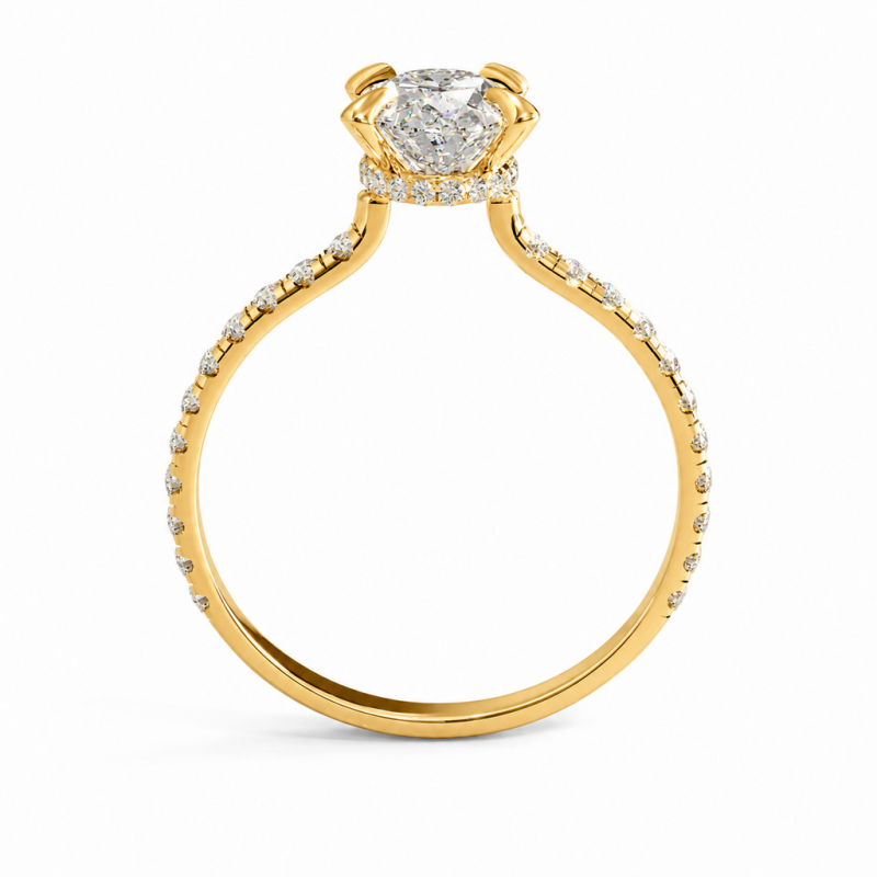 Oval Cut Moissanite Hidden Halo Pave Engagement Ring  - Image 4