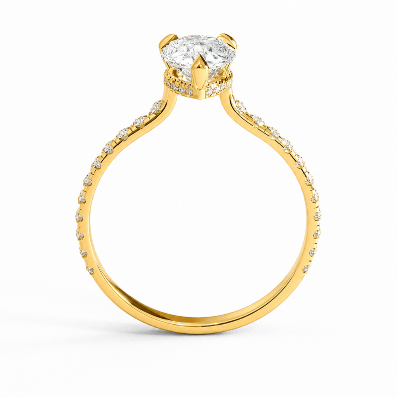Pear Cut Moissanite Hidden Halo Pave Engagement Ring  - Image 4