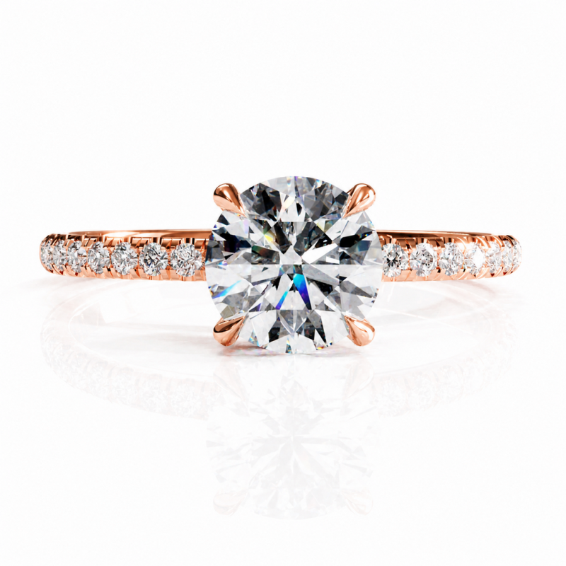 Round Cut Moissanite Hidden Halo Pave Engagement Ring  - Image 2