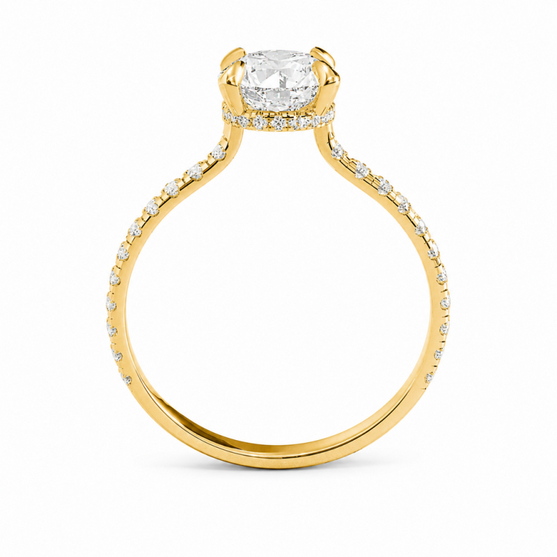 Round Cut Moissanite Hidden Halo Pave Engagement Ring  - Image 4
