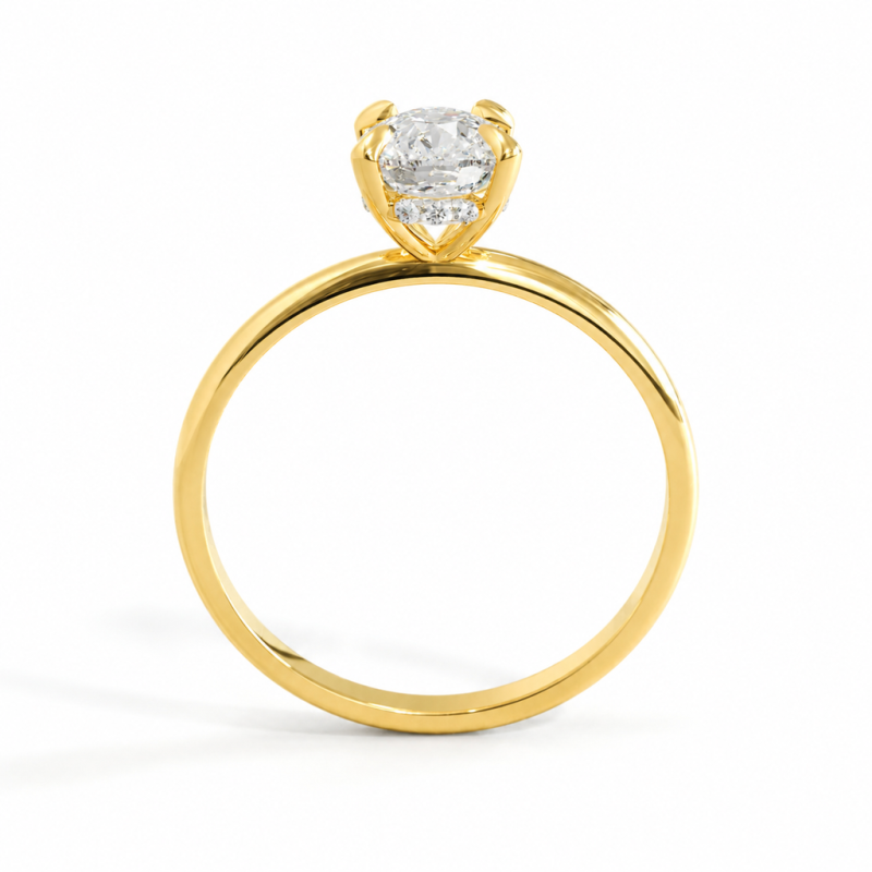 Elongated Cushion Cut Moissanite Hidden Halo Solitaire Engagement Ring - Image 4