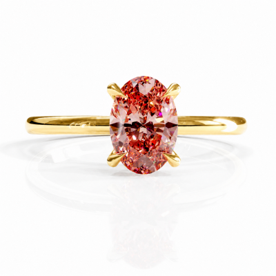 Oval Cut Lab Grown Morganite Hidden Halo Solitaire Engagement Ring