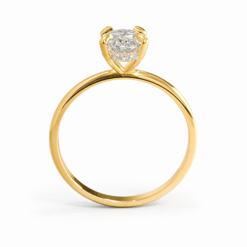 Oval Cut Moissanite Hidden Halo Solitaire Engagement Ring - Image 4