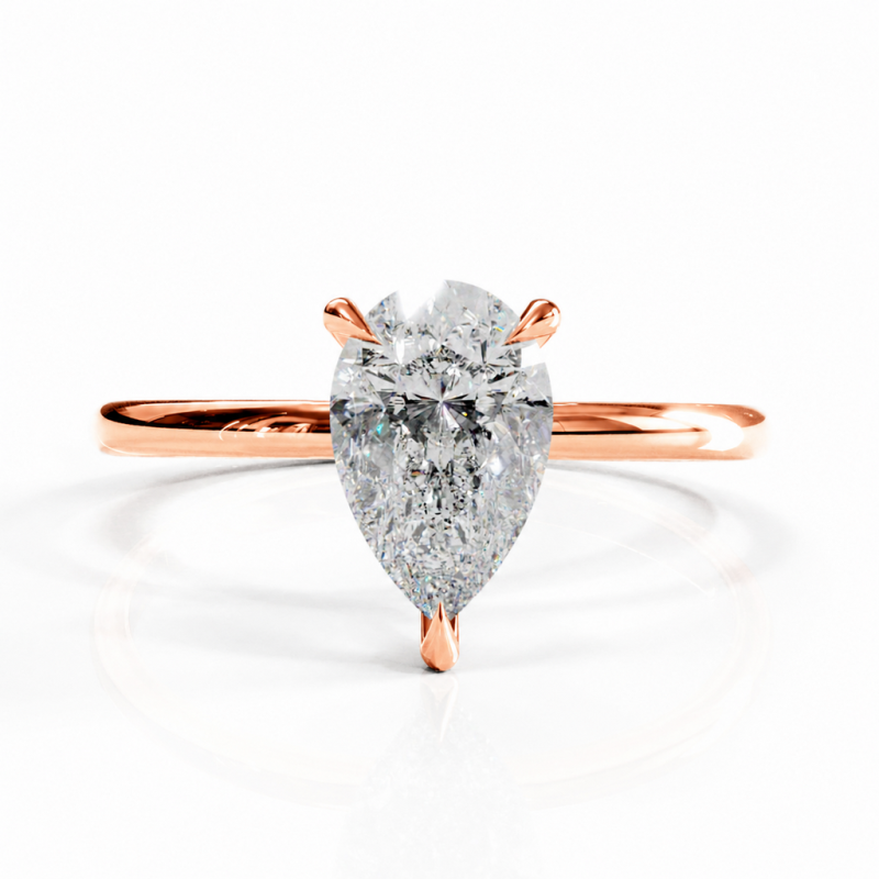 Pear Cut Moissanite Hidden Halo Solitaire Engagement Ring - Image 2
