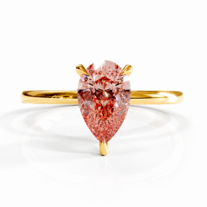 Pear Cut Lab Grown Morganite Hidden Halo Solitaire Engagement Ring