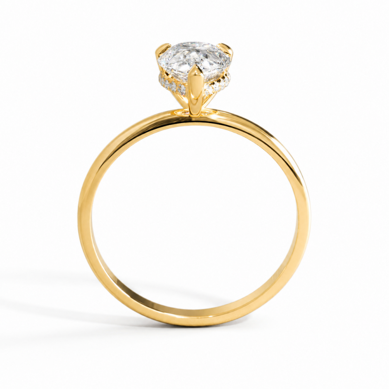 Pear Cut Moissanite Hidden Halo Solitaire Engagement Ring - Image 4