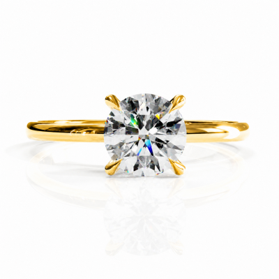 Round Cut Moissanite Hidden Halo Solitaire Engagement Ring