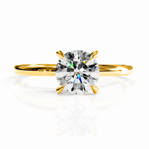 Round Cut Moissanite Hidden Halo Solitaire Engagement Ring
