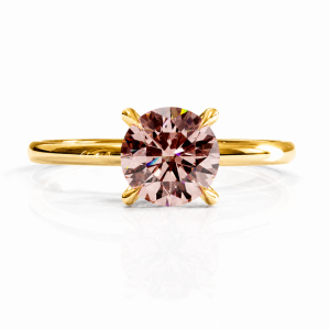 Round Cut Lab Grown Morganite Hidden Halo Solitaire Engagement Ring