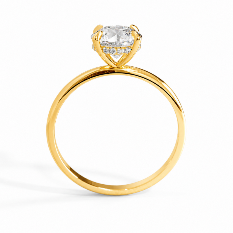 Round Cut Moissanite Hidden Halo Solitaire Engagement Ring - Image 4