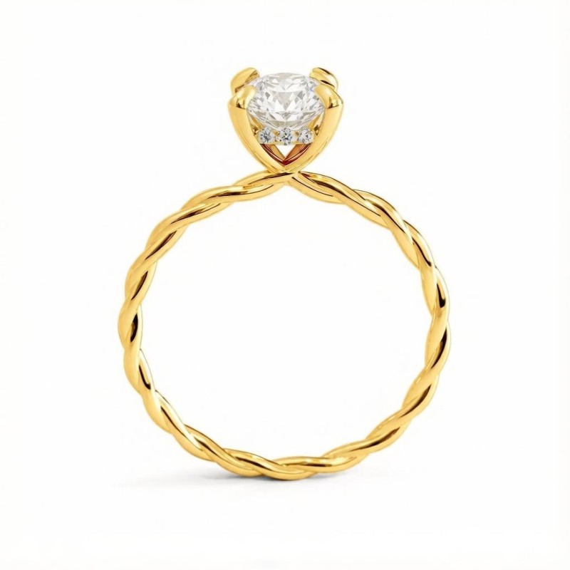Elongated Cushion Cut Moissanite Hidden Halo Twisted Engagement Ring - Image 4