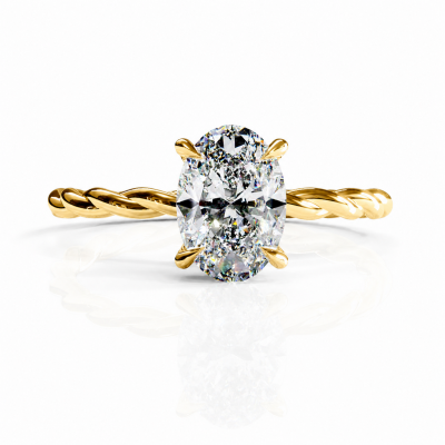 Oval Cut Moissanite Hidden Halo Twisted Engagement Ring
