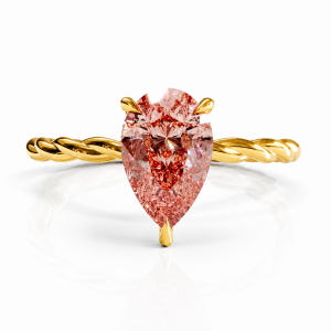 Pear Cut Lab Grown Morganite Hidden Halo Twisted Engagement Ring