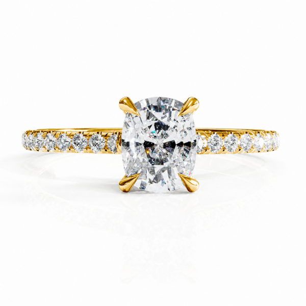 Elongated Cushion Cut Moissanite Hidden Halo Pave Engagement Ring 