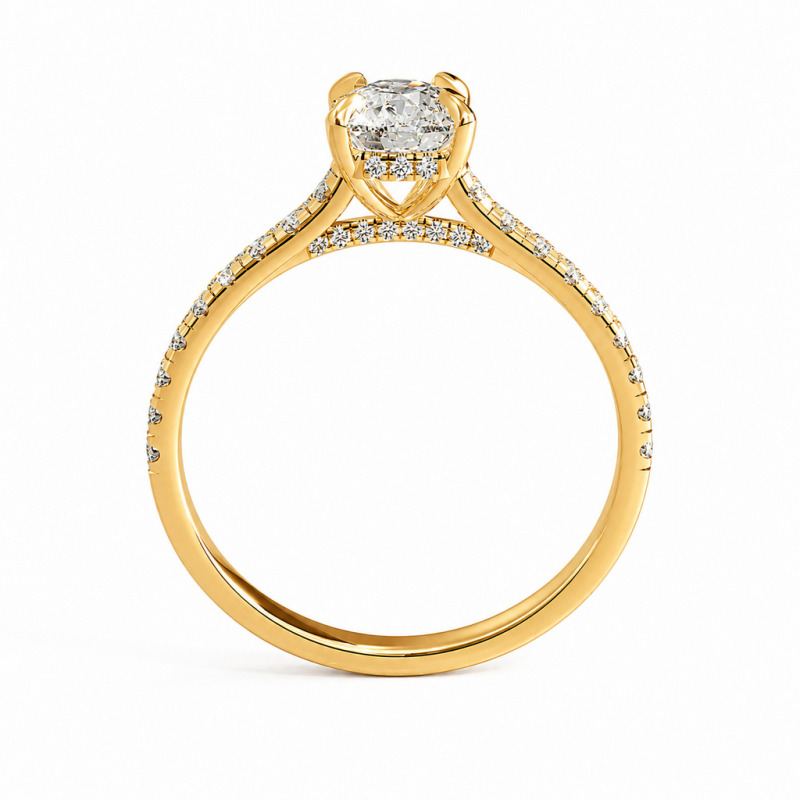 Elongated Cushion Cut Moissanite Hidden Halo Pave Engagement Ring  - Image 4