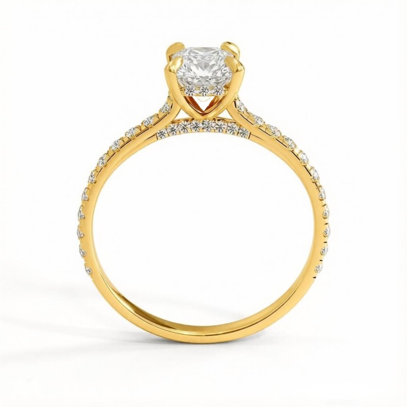 Emerald Cut Moissanite Hidden Halo Pave Engagement Ring  - Image 4