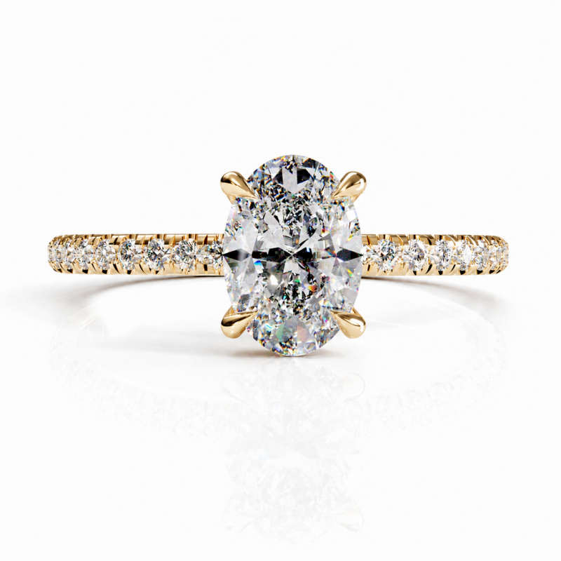 Oval Cut Moissanite Hidden Halo Pave Engagement Ring  - Image 1