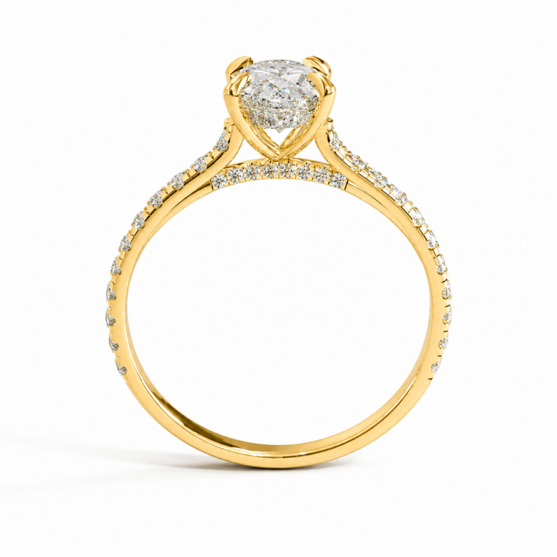 Oval Cut Moissanite Hidden Halo Pave Engagement Ring  - Image 4