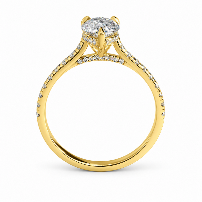 Pear Cut Moissanite Hidden Halo Pave Engagement Ring  - Image 4