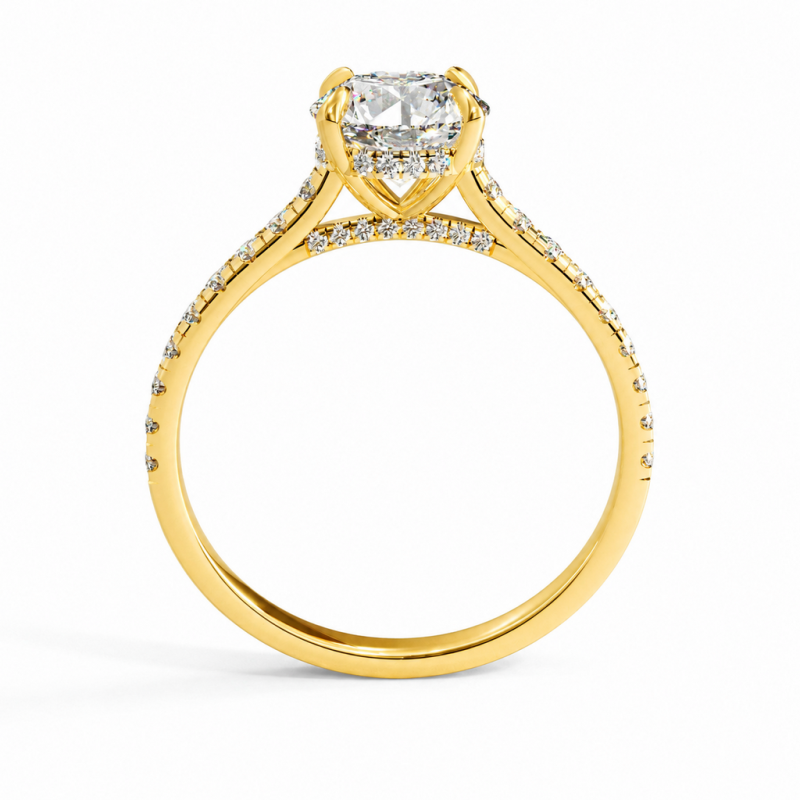 Round Cut Moissanite Hidden Halo Pave Engagement Ring  - Image 4