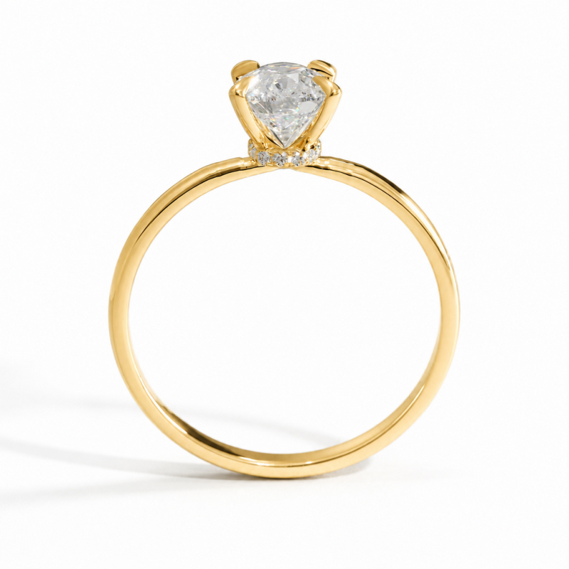 Elongated Cushion Cut Moissanite Hidden Halo Solitaire Engagement Ring - Image 4