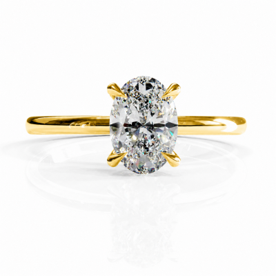 Oval Cut Moissanite Hidden Halo Solitaire Engagement Ring