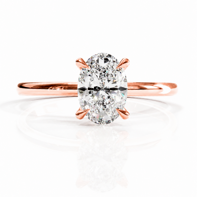 Oval Cut Moissanite Hidden Halo Solitaire Engagement Ring - Image 2