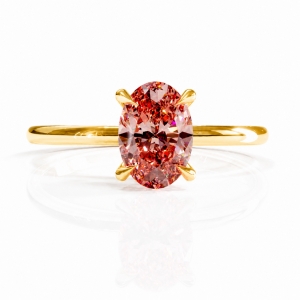 Oval Cut Lab Grown Morganite Hidden Halo Solitaire Engagement Ring