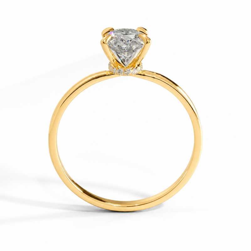 Oval Cut Moissanite Hidden Halo Solitaire Engagement Ring - Image 4