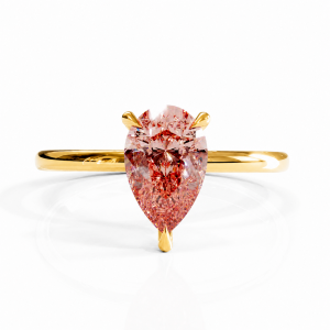 Pear Cut Lab Grown Morganite Hidden Halo Solitaire Engagement Ring