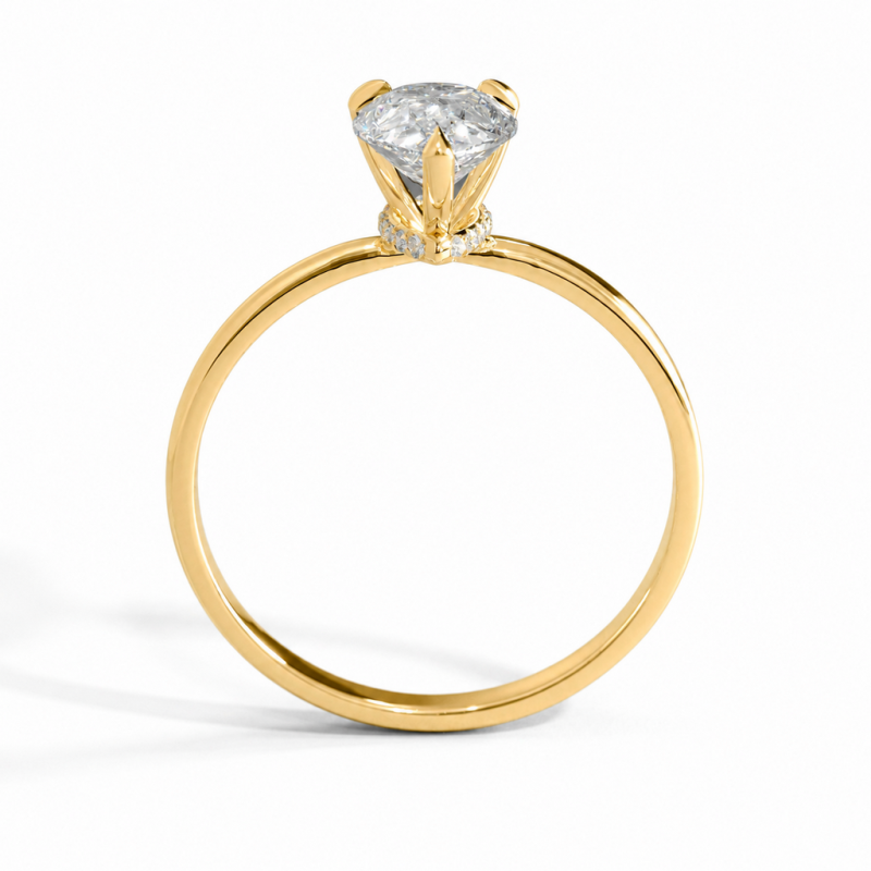Pear Cut Moissanite Hidden Halo Solitaire Engagement Ring - Image 4
