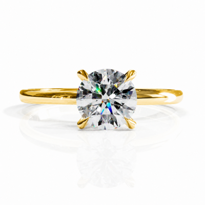 Round Cut Moissanite Hidden Halo Solitaire Engagement Ring