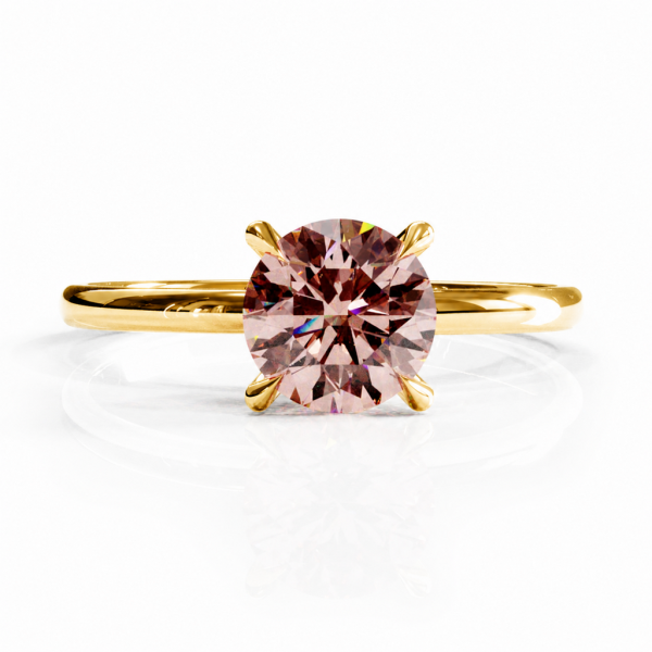 Round Cut Lab Grown Morganite Hidden Halo Solitaire Engagement Ring