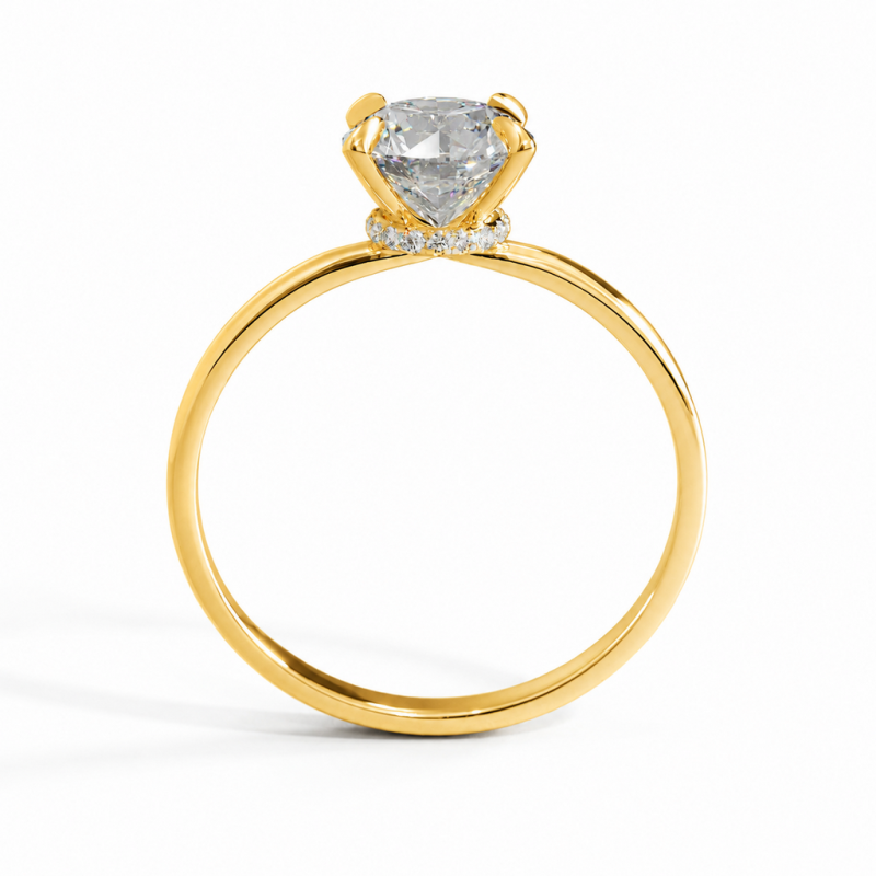 Round Cut Moissanite Hidden Halo Solitaire Engagement Ring - Image 4