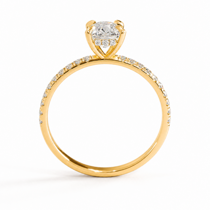 Elongated Cushion Cut Moissanite Hidden Halo Pave Engagement Ring  - Image 4
