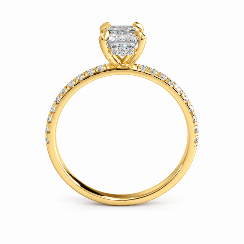 Emerald Cut Moissanite Hidden Halo Pave Engagement Ring  - Image 4