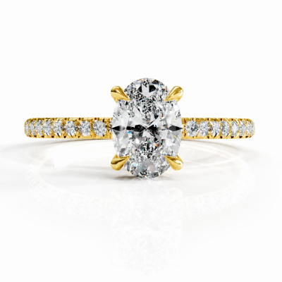 Oval Cut Moissanite Hidden Halo Pave Engagement Ring 