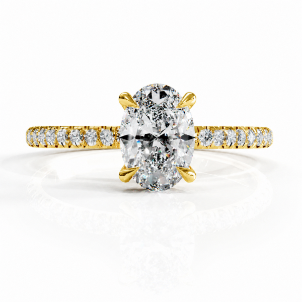 Oval Cut Moissanite Hidden Halo Pave Engagement Ring 