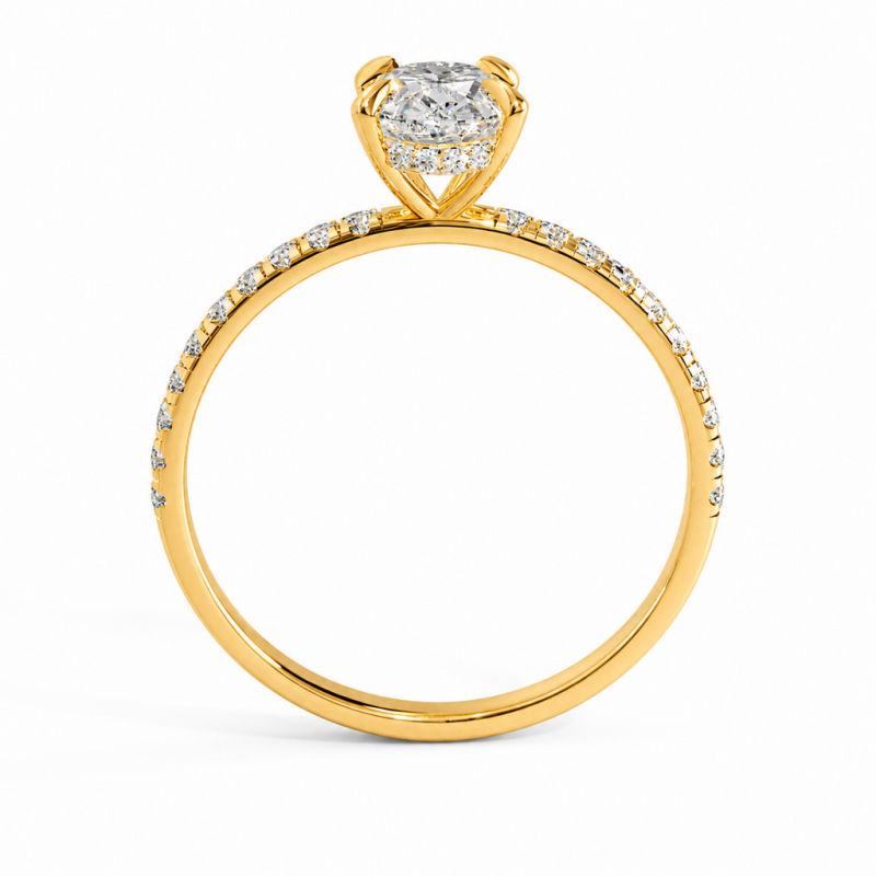 Oval Cut Moissanite Hidden Halo Pave Engagement Ring  - Image 4