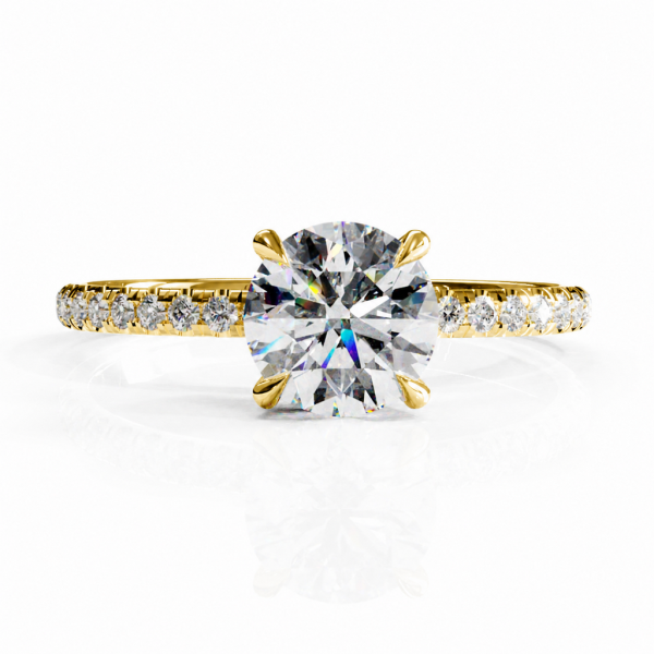 Round Cut Moissanite Hidden Halo Pave Engagement Ring 