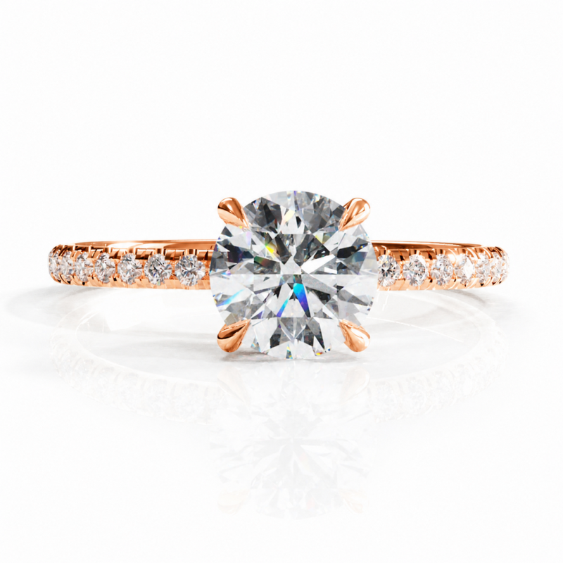 Round Cut Moissanite Hidden Halo Pave Engagement Ring  - Image 2
