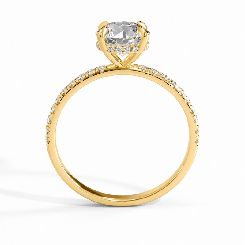 Round Cut Moissanite Hidden Halo Pave Engagement Ring  - Image 4